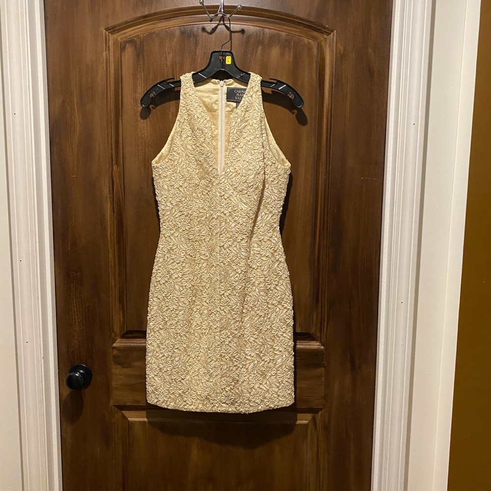 Carmen Marc Valvo Beaded Dress